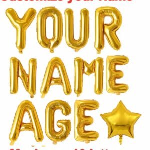 Custom Baby Name Gold Foil Balloon 14 Inch Letter Banner for Party Decoration
