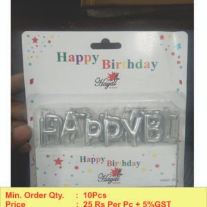 Happy Birthday Silver Letter Candle