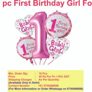 First Birthday Girl Theme 5pc foil